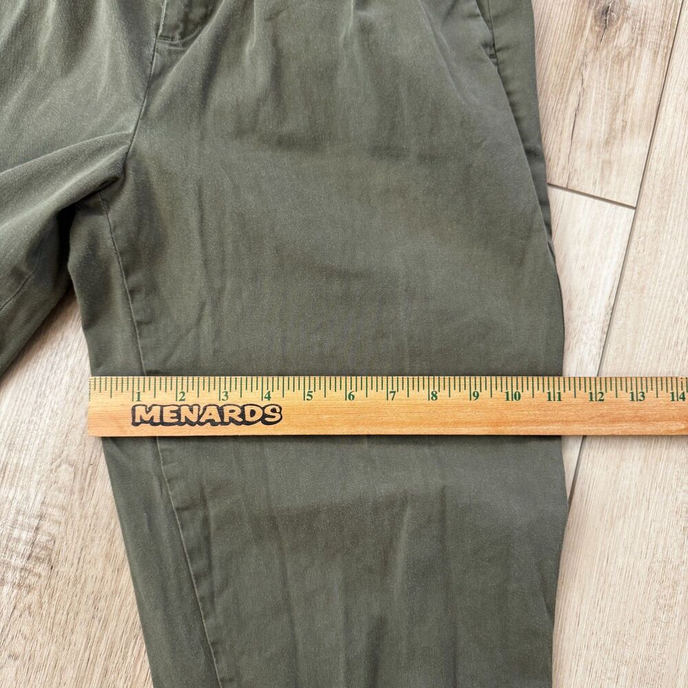 Banana Republic Olive Green Barrel Leg Crop Twill Belted Paper Bag High Waist 2 - Picture 14 of 16